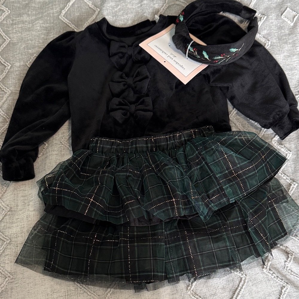 Cupcakes & Cashmere Black Dress with Bow Details